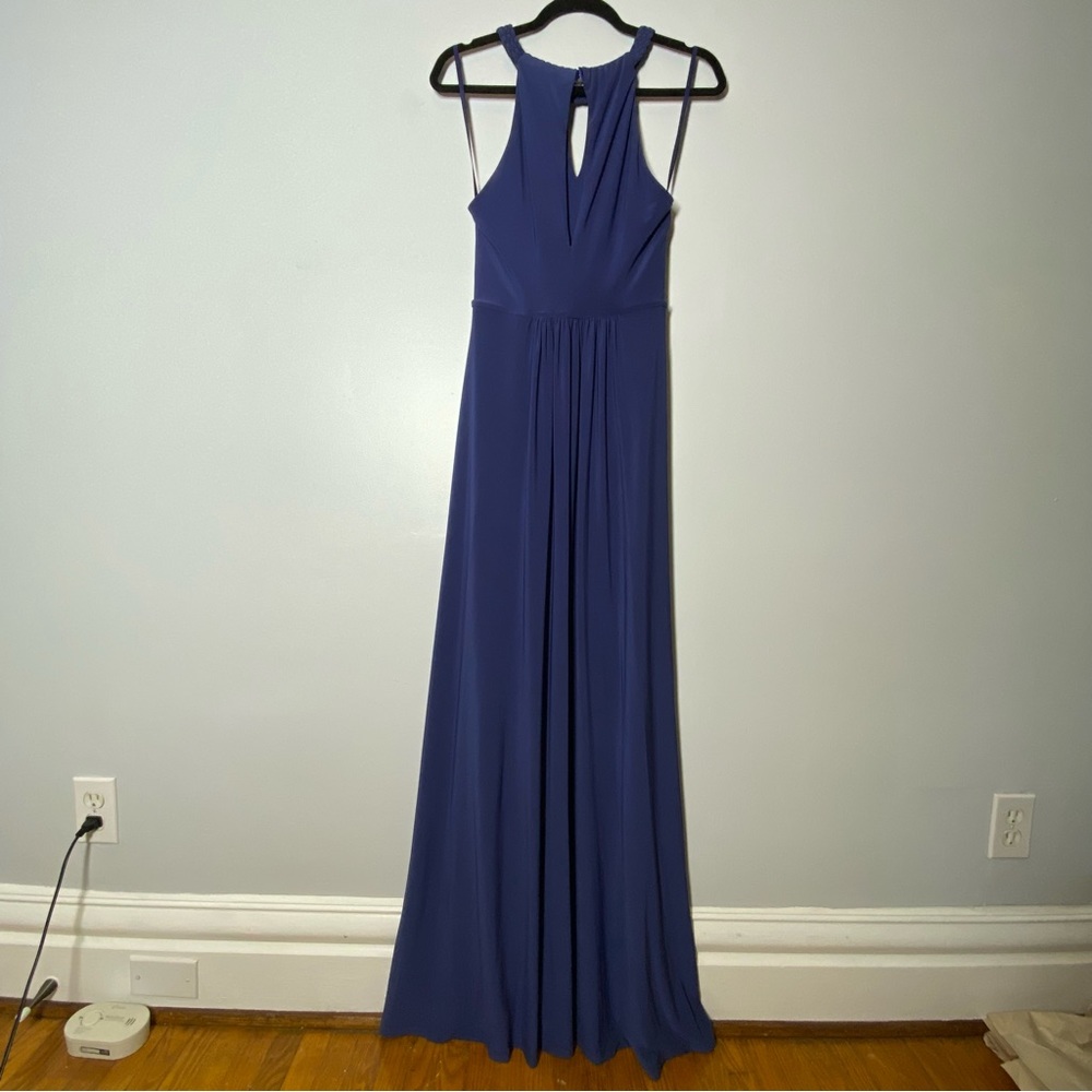 Long Blue Formal Halter Dress - UK12